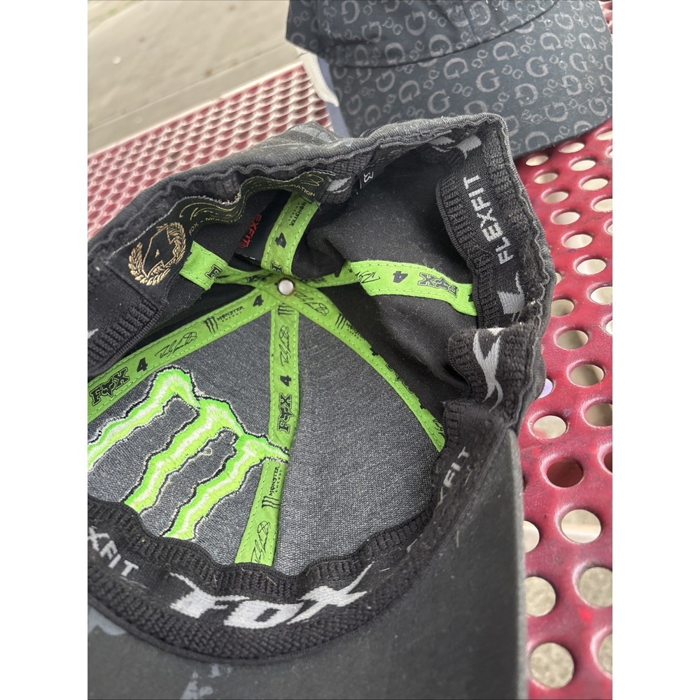 Monster Energy x Fox Racing Ricky Carmichael #4 Flexfit Hat Black Green G1221p